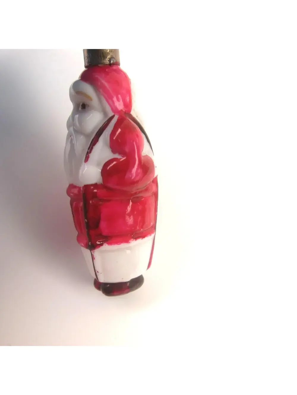 Vintage Santa Claus Christmas Milk Glass Light Bulb C6 Figural w/ Toy Sack Japan